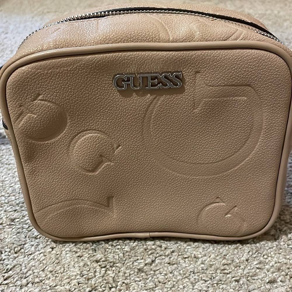 Guess Women Light Pink Printed Campos Mini Crossbody Sling Bag